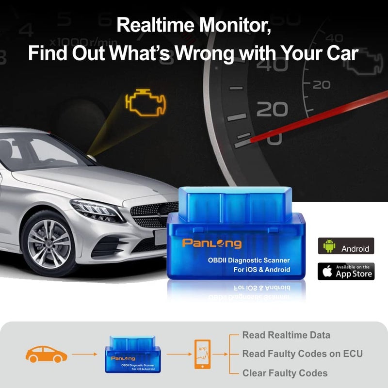 Panlong OBD2 Scanner Bluetooth OBDII Diagnostic Tool Car Code Reader Turn Off Check Engine Light Support Android Torque App - Image 5